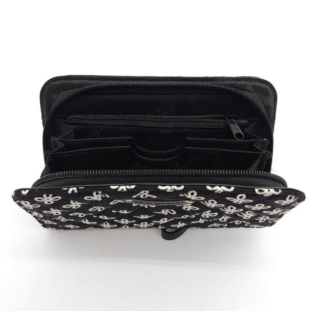 Vera Bradley‎ Zip Around Accordion Phone Wallet Wristlet Concerto Black White - Picture 3 of 3